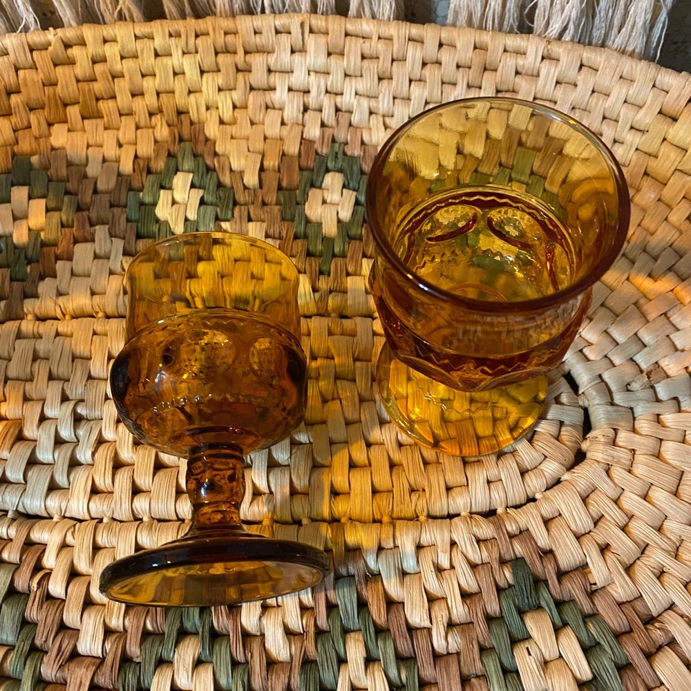 Amber thumbprint goblets/glasses